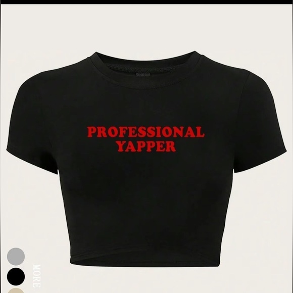 Unk Tops - Black 'Professional Yapper' Cropped T-Shirt
